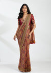 Maroon Saree In Print Organza