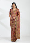 Maroon Saree In Print Organza