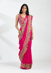 Pink Saree Set In Silk