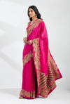Pink Saree Set In Silk