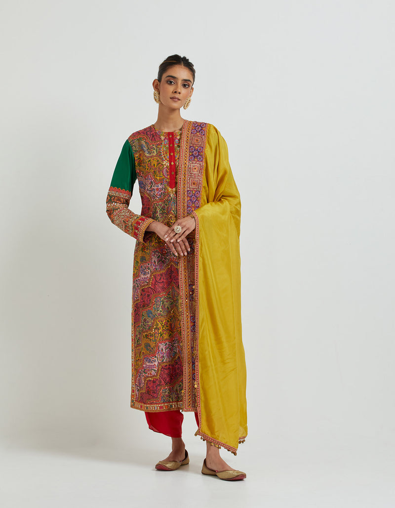 Multi Coloured Printed Kurta Set