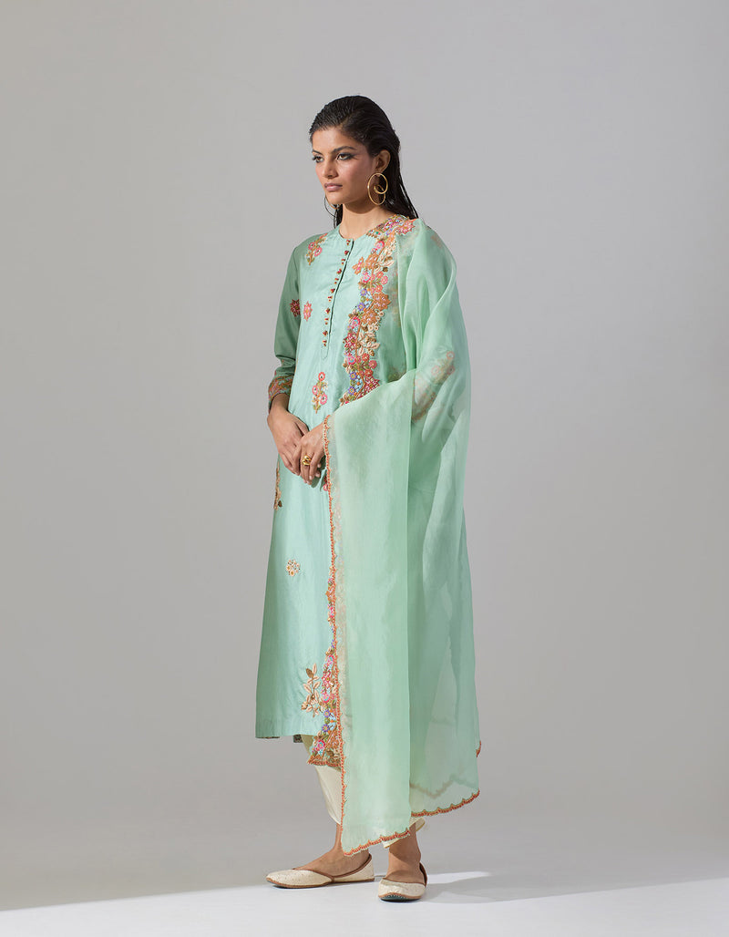 Pale Blue Silk Kurta Set with a Dupatta