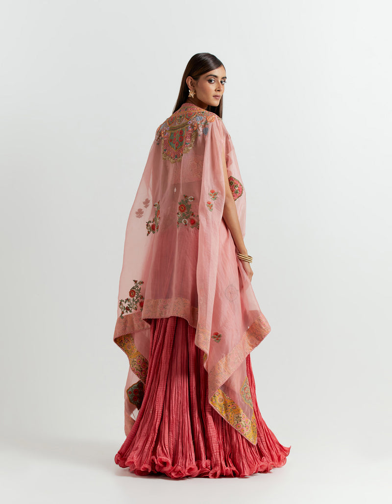 Powder Pink Cape with a Crushed Skirt