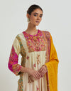 Ghee and Pink Kurta Set with a Mustard Dupatta