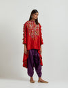 Red Cape with Purple Dhoti Set