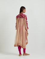 Gold and Magenta Cape and Dhoti Set