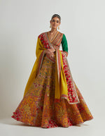 Mustard Lehenga and Dupatta with a V Neck Blouse