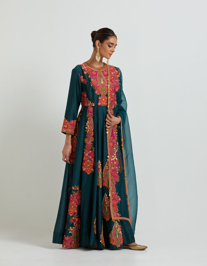 Navy and Pink Anarkali Set