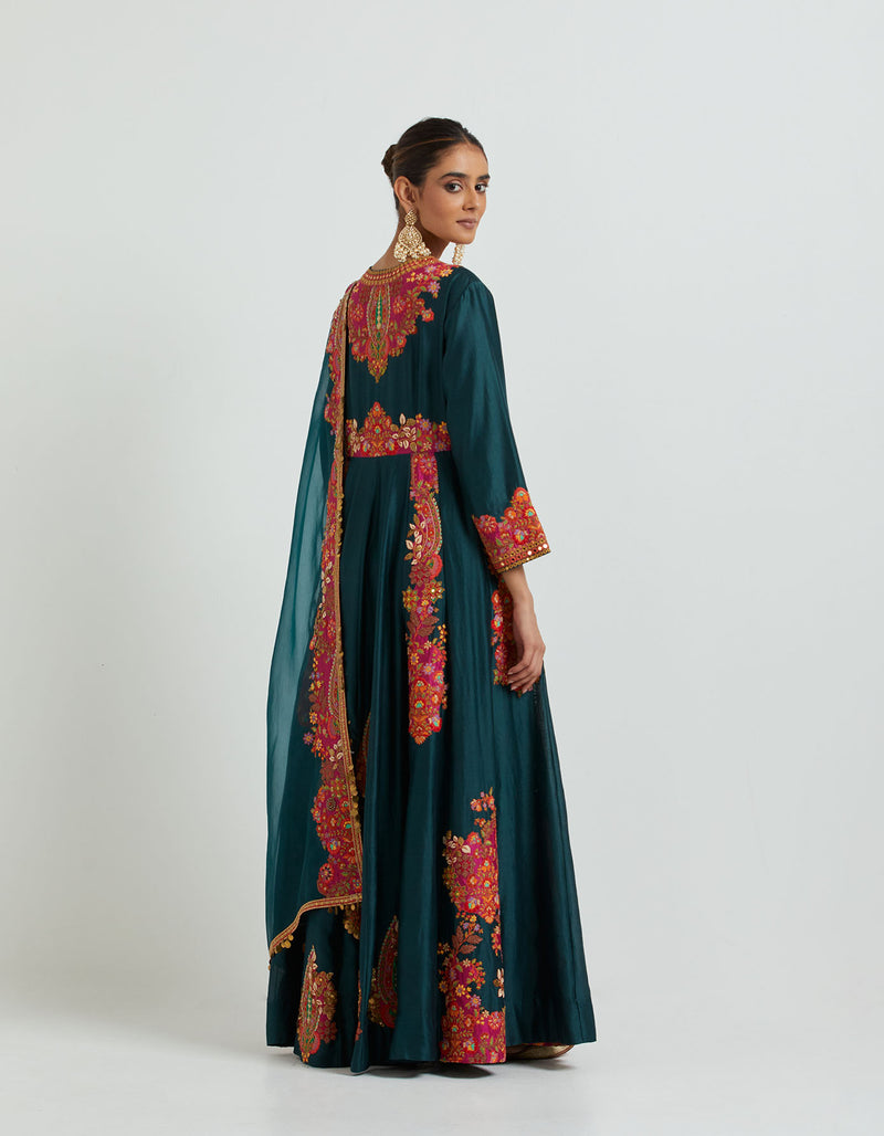 Navy and Pink Anarkali Set