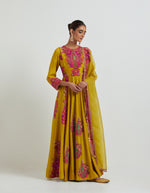 Mustard and Pink Anarkali Set