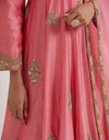 Candy Pink Silk Anarkali Set with a Short Jacket