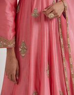 Candy Pink Silk Anarkali Set with a Short Jacket