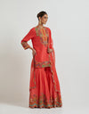 Coral Sharara Set with Embroidery