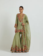 Pista Green Sharara Set with Embroidery