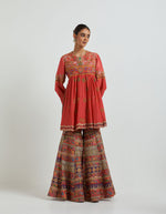 Coral Peplum With a Sharara Set