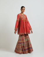 Coral Peplum With a Sharara Set