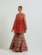 Coral Peplum With a Sharara Set