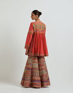 Coral Peplum With a Sharara Set