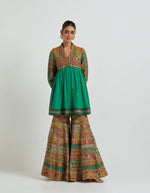 Meena Green Short Peplum With a Sharara Set