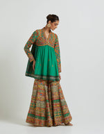 Meena Green Short Peplum With a Sharara Set