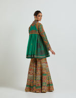 Meena Green Short Peplum With a Sharara Set