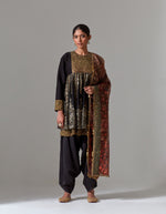 Black Frock Dress Kurta with Pleated Salwar