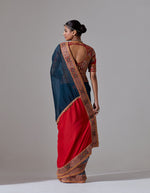 Blue Line Drawing Half & Half Saree With a Blouse
