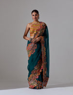 Blue Patch Work & Cut Work Saree With a Blouse