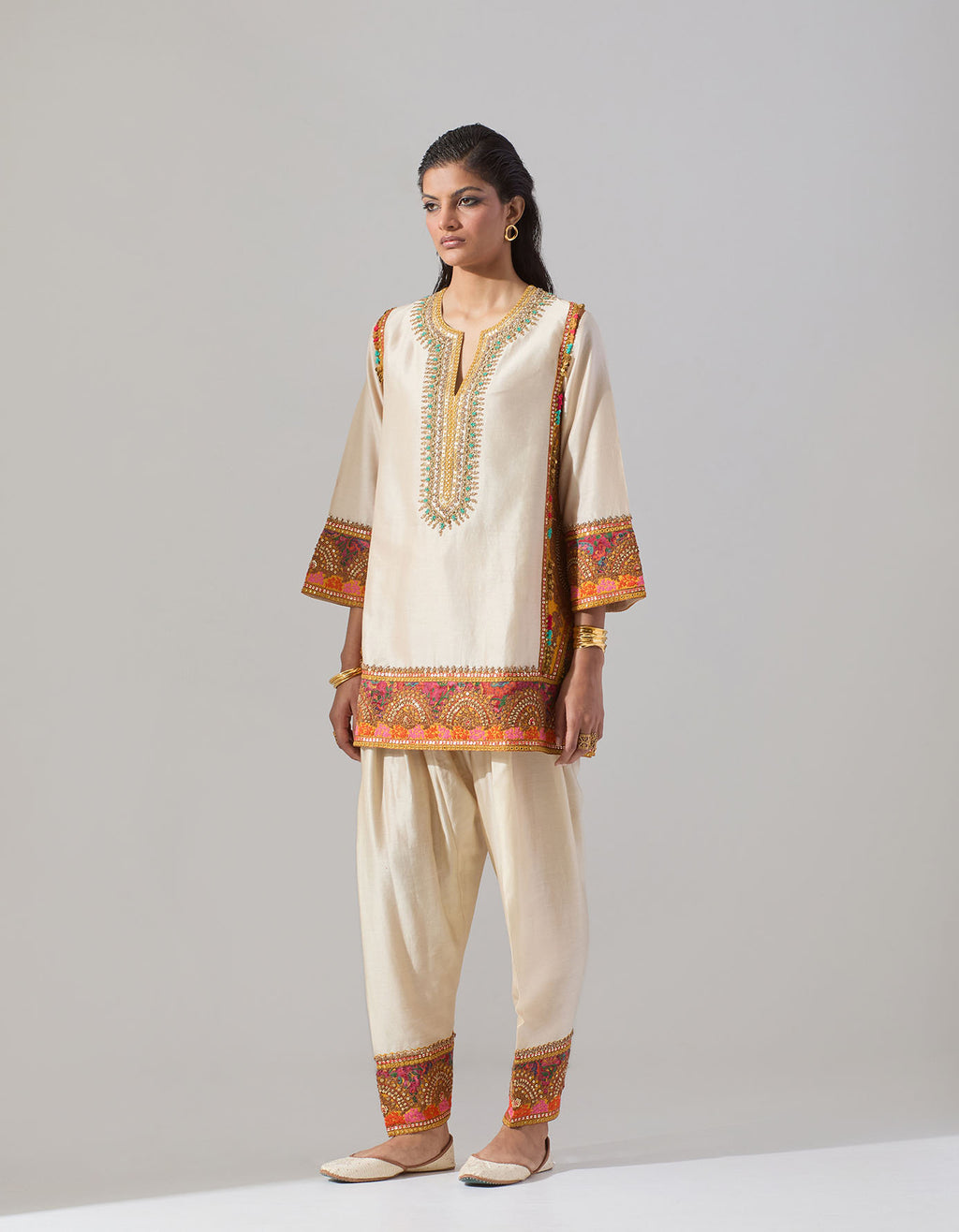 Ivory Silk kurta with a Dhoti Set