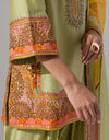 Pista Green Short Kurta Set with a Multicolour Dupatta