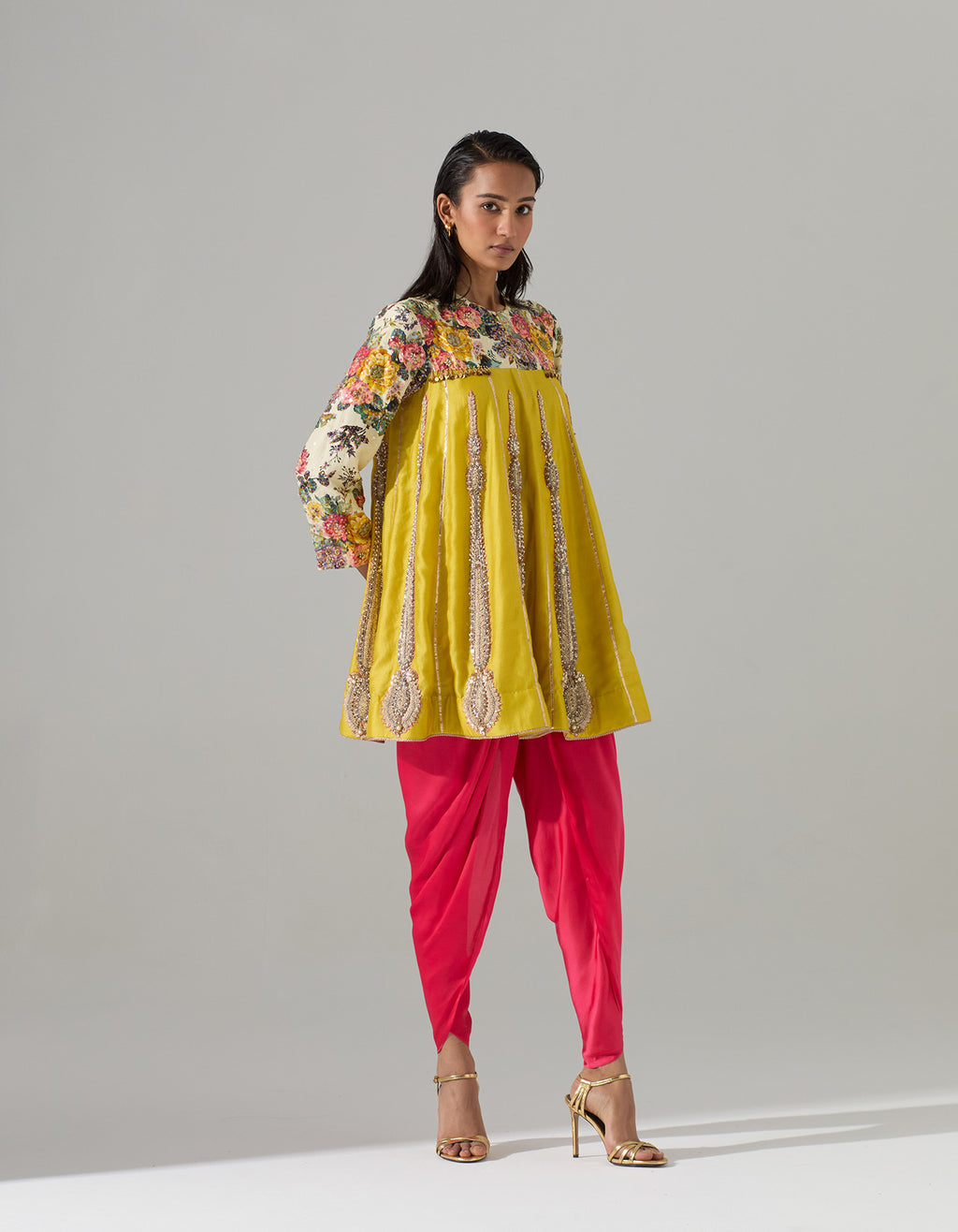 Mustard Short Tunic with Tulip Pants