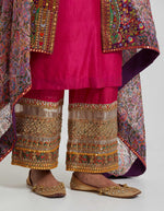 Fuschia Kurta Set with a Lilac Printed Jacket Set